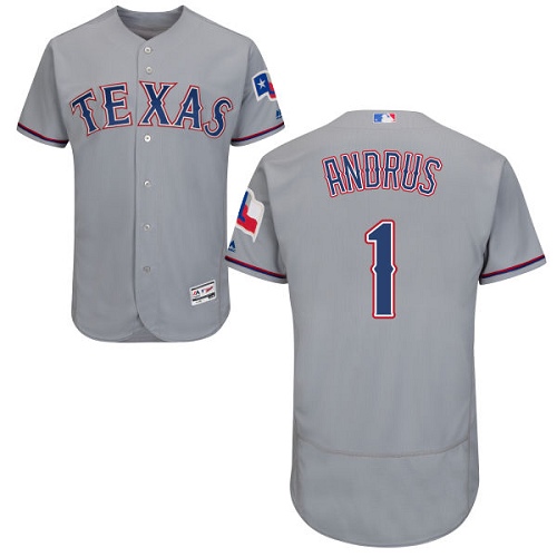 Rangers #1 Elvis Andrus Grey Flexbase Authentic Collection Stitched MLB Jersey